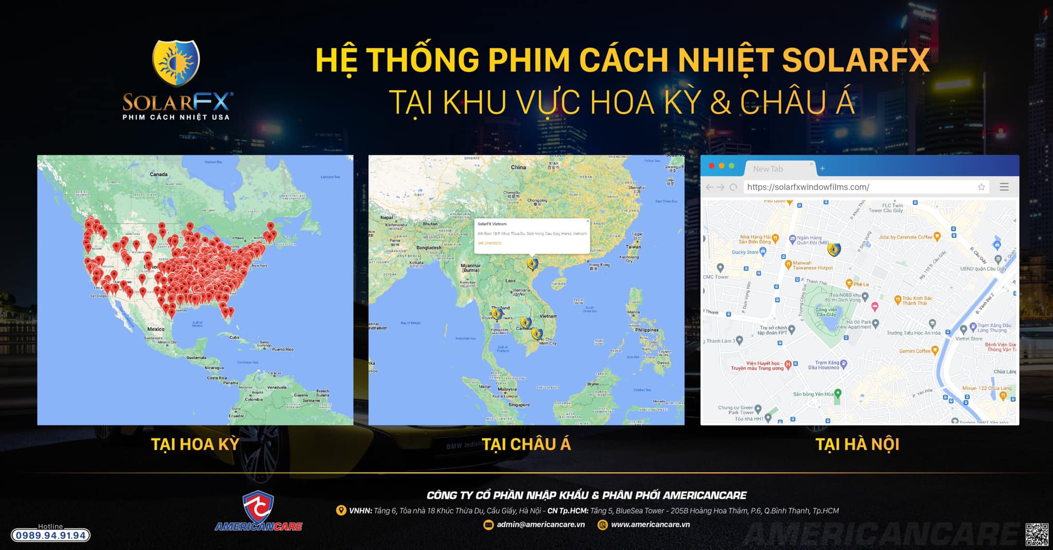 Việt Nam là một trong những quốc gia hiện được cập nhật trên bản đồ khu vực tại Mỹ của thương hiệu phim cách nhiệt SolarFX